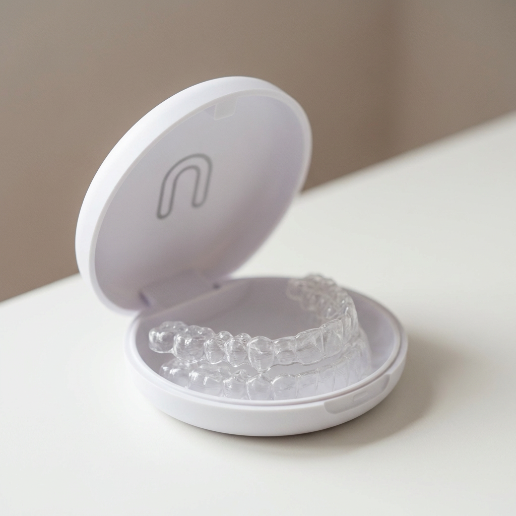 Allineatore trasparente Shine nella sua custodia